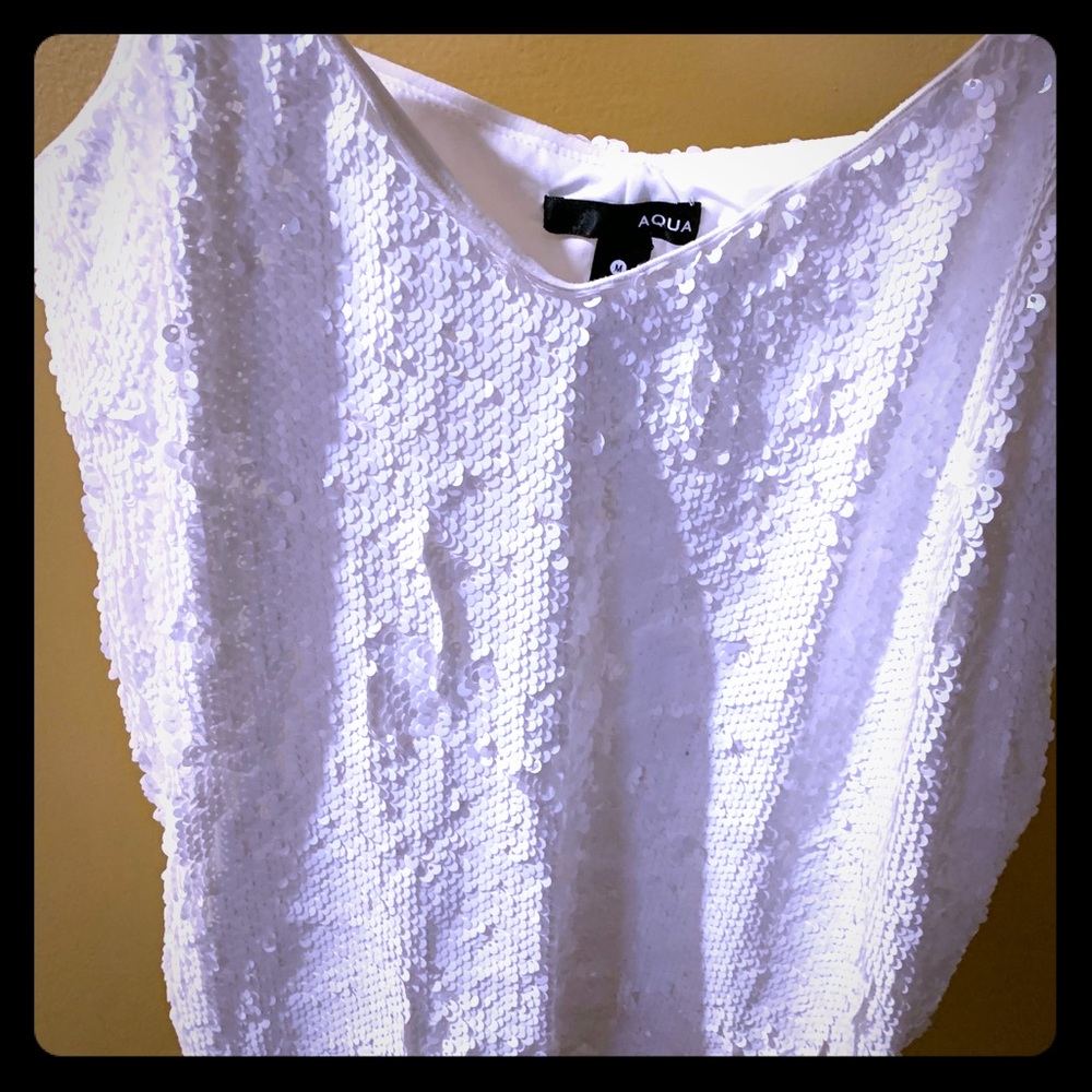 White Sequin Camisole Top Size Medium